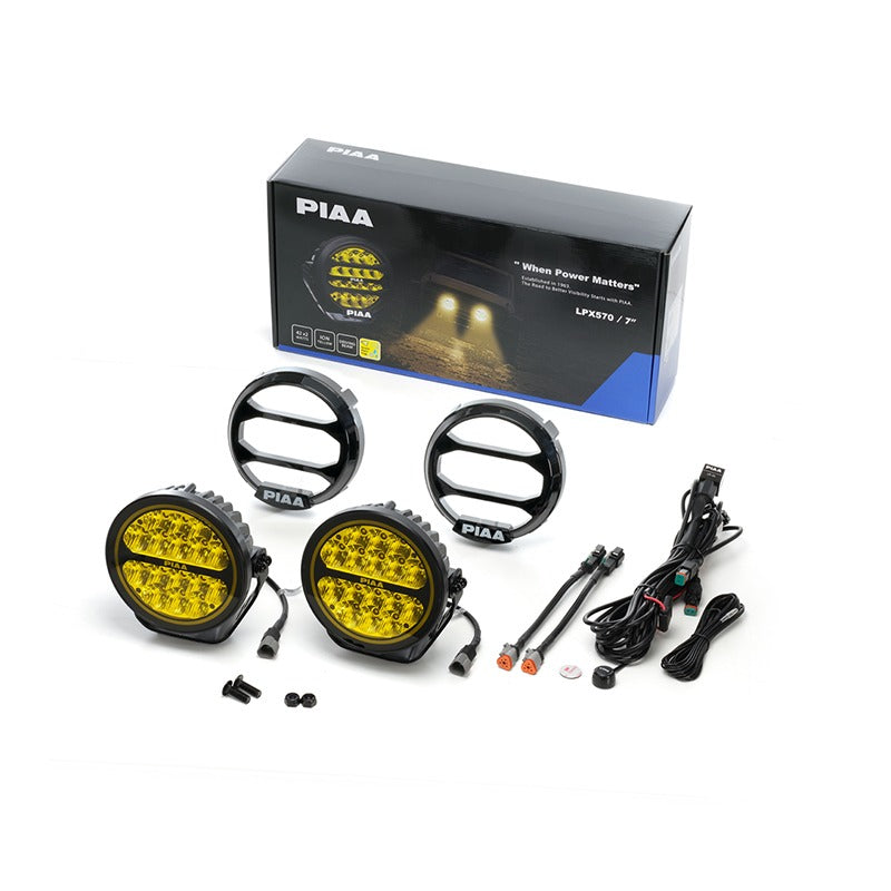 PIAA DKX576 LPX570 Round LED Lamp Kit 6700lm | 2500K Yellow Driving Beam 42W